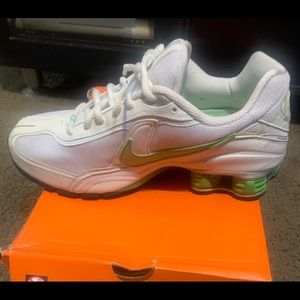 Women’s Nike Shox lime green and white